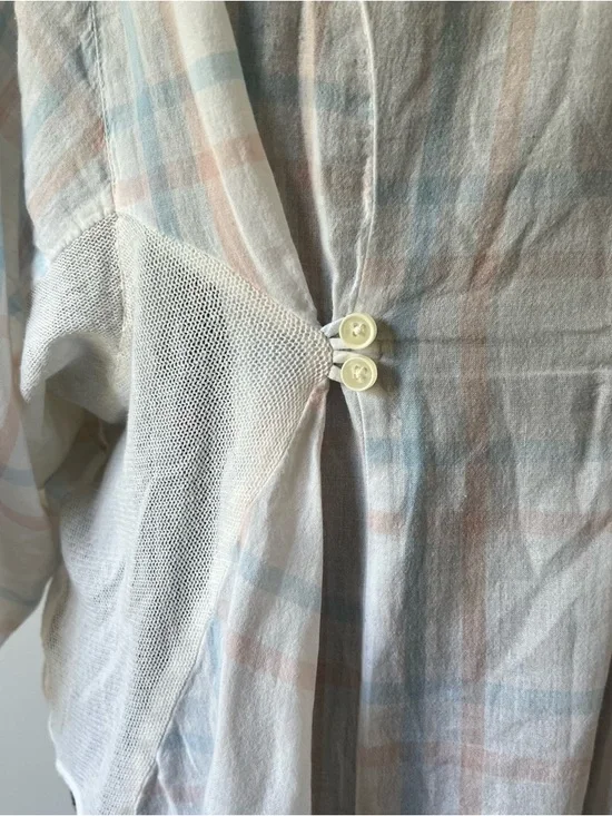 Free People No Limits Plaid Gauze Back Button Down Shirt Medium - Picture 5 of 11